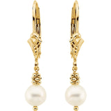 14K Yellow Gold Freshwater Pearl Leverback Earrings - Cailins | Fine Jewelry + Gifts