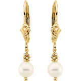 14K Yellow Gold Freshwater Pearl Leverback Earrings - Cailins | Fine Jewelry + Gifts