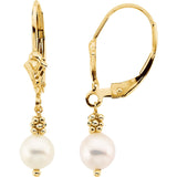 14K Yellow Gold Freshwater Pearl Leverback Earrings - Cailins | Fine Jewelry + Gifts