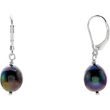 Sterling Silver Freshwater Black Pearl Leaverback Earrings - Cailins | Fine Jewelry + Gifts