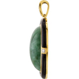 14K Yellow Gold Gorgeous Onyx Jade diamond Necklace Charm - Cailin's