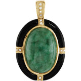 14K Yellow Gold Gorgeous Onyx Jade diamond Necklace Charm - Cailin's