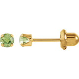 14K Yellow Gold Youth Solitare Faux Birthstone Earrings - Cailin's