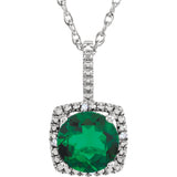 Sterling Silver Halo Birthstone diamond 18 Inch Necklace - Cailin's