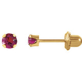 14K Yellow Gold Youth Solitare Faux Birthstone Earrings - Cailin's