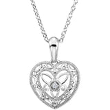 Sterling Silver diamond Heart Filigree Necklace - Cailin's