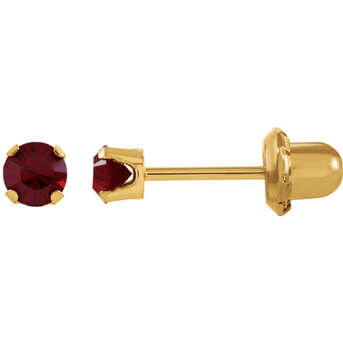 14K Yellow Gold Youth Solitare Faux Birthstone Earrings - Cailin's
