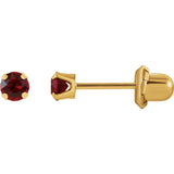 14K Yellow Gold Youth Solitare Faux Birthstone Earrings - Cailin's