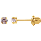 14K Yellow Gold Youth Solitare Faux Birthstone Earrings - Cailin's