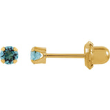 14K Yellow Gold Youth Solitare Faux Birthstone Earrings - Cailin's
