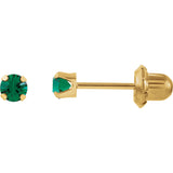 14K Yellow Gold Youth Solitare Faux Birthstone Earrings - Cailin's