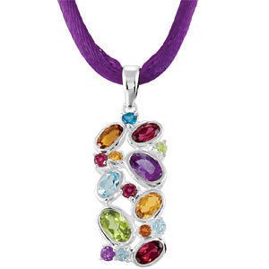 Sterling Silver Multi Genuine Gemstone Necklace - Cailin's