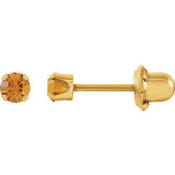 14K Yellow Gold Youth Solitare Faux Birthstone Earrings - Cailin's