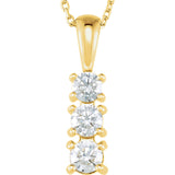 14K Gold Three Stone Diamond Necklace - Cailin's