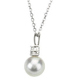 14K White Gold White diamond Freshwater Pearl Necklace - Cailin's