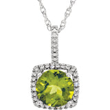 Sterling Silver Halo Birthstone diamond 18 Inch Necklace - Cailin's