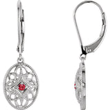 Sterling Silver Filigree Gemstone Leverback Earrings - Cailins | Fine Jewelry + Gifts