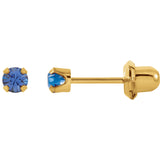 14K Yellow Gold Youth Solitare Faux Birthstone Earrings - Cailin's