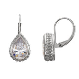 Sterling Silver CZ Leaverback Earrings - Cailins | Fine Jewelry + Gifts