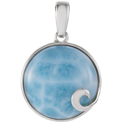 Sterling Silver Larimar Cabochon Necklace - Cailin's