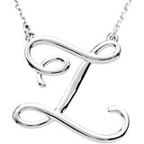 Sterling Silver Script Letter Initial Name Necklace - Cailin's
