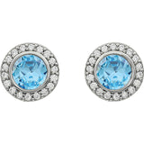 Sterling Silver CZ Halo Post Earrings - Cailin's
