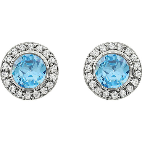 Sterling Silver CZ Halo Post Earrings - Cailin's