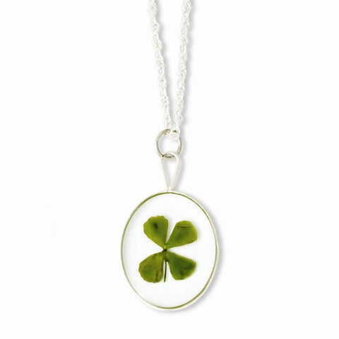 Sterling Silver Real Lucky Four Leaf Clover Shamrock Necklace - Cailin's