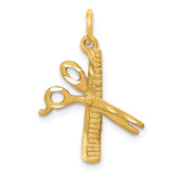 14K Yellow Gold Scissors Comb Haircut Necklace Charms - Cailin's