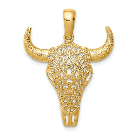 14K Yellow Gold Western Filigree Horns Charm - Cailin's