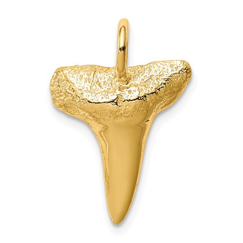 14K Yellow Gold Stylish Shark Tooth Necklace Charm - Cailin's