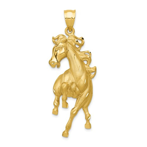 14K Yellow Gold Haute Horse Stallion Necklace Charm - Cailin's
