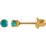 14K Yellow Gold Youth Solitare Faux Birthstone Earrings - Cailin's