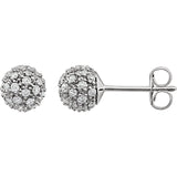 14K White Gold Gorgeous diamond Cluster Ball Earrings - Cailin's