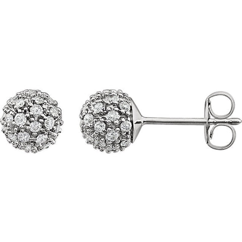 14K White Gold Gorgeous diamond Cluster Ball Earrings - Cailin's