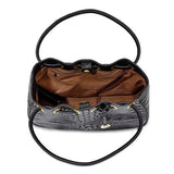 Black Silver Luxe Leather Shoulder Tote Bag - Cailin's