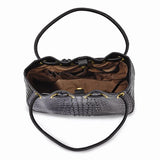 Black Silver Luxe Leather Shoulder Tote Bag - Cailin's