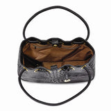 Black Silver Luxe Leather Shoulder Tote Bag - Cailin's
