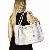 Black Silver Luxe Leather Shoulder Tote Bag - Cailin's