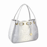 Black Silver Luxe Leather Shoulder Tote Bag - Cailin's