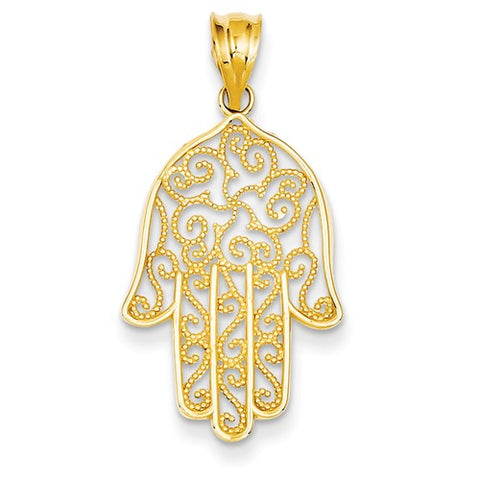 14K Yellow Gold Filigree Hamsa Lucky Charm - Cailin's