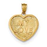 14K Yellow Gold My Love XOXO Reversible Heart Necklace Charm - Cailin's