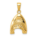 14K Yellow Gold Moveable Shark Mouth Jaws Necklace Charm - Cailin's