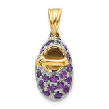 14K Yellow Gold Birthstone Babyshoes Necklace Charm - Cailin's