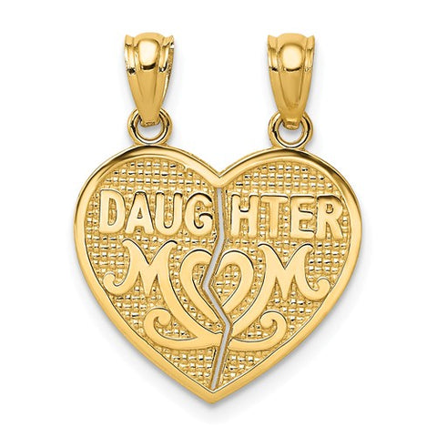 14K Yellow Gold Mother daughter Break Apart Heart Necklace Charm - Cailin's