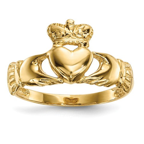 14K Yellow Gold Irish Claddagh Celtic Ring - Cailin's