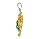 14K Yellow Gold Sensational Sea Turtle Necklace Charm - Cailin's