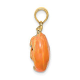 14K Yellow Gold Black Cat Moon Halloween Pumpkin Necklace Charm