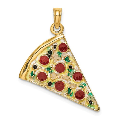 14K Yellow Gold Pepperoni Pizza Necklace Charm - Cailin's