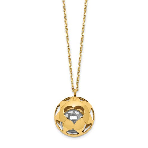 14K Gold Two Tone Bell Heart Necklace - Cailin's